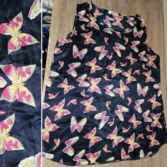 NWOT! Gorgeous Butterfly Print Plus Size Blouse Tank Lightweight Size XXL - Picture 1 of 4
